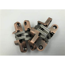 Load image into Gallery viewer, Pair of Antique Copper Hidden Door Hinges For Cabinets