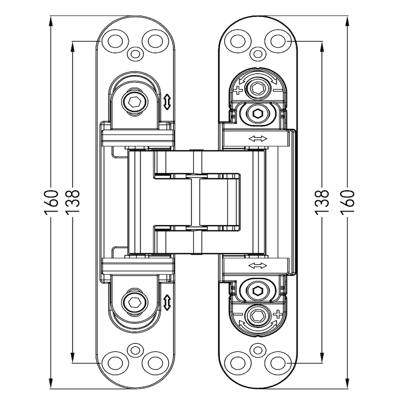 180 Degrees Heavy Duty Stainless Steel Concealed Hinges For Large Doors Dimensions