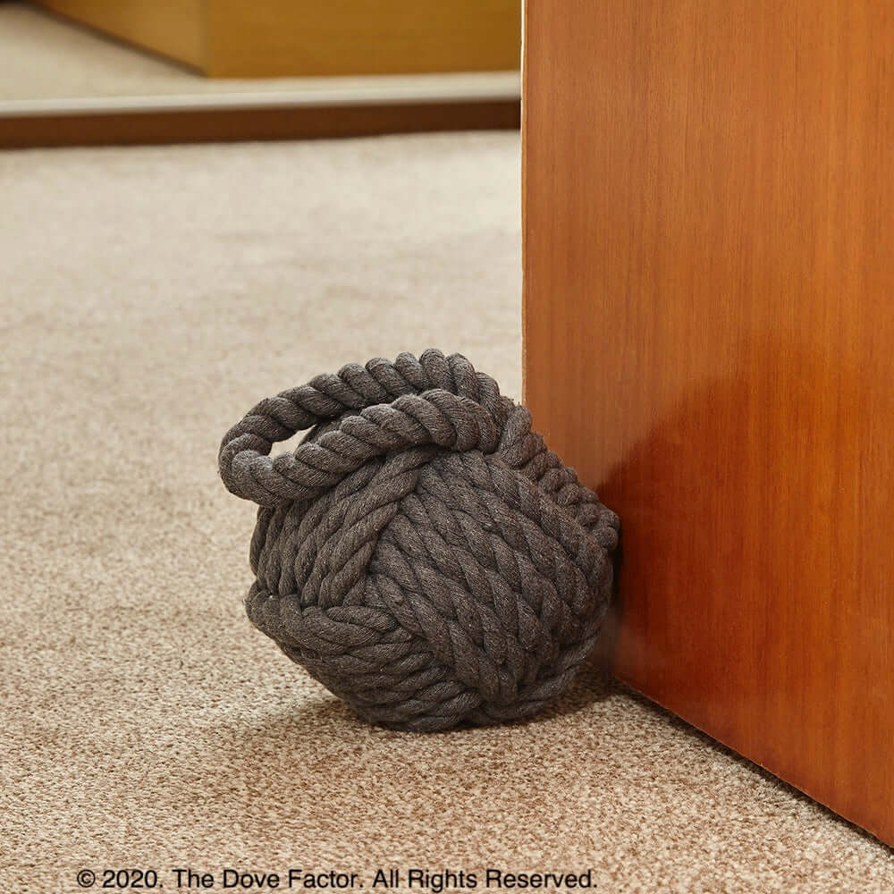 Grey Nautical Rope Knot Fabric Door Stopper