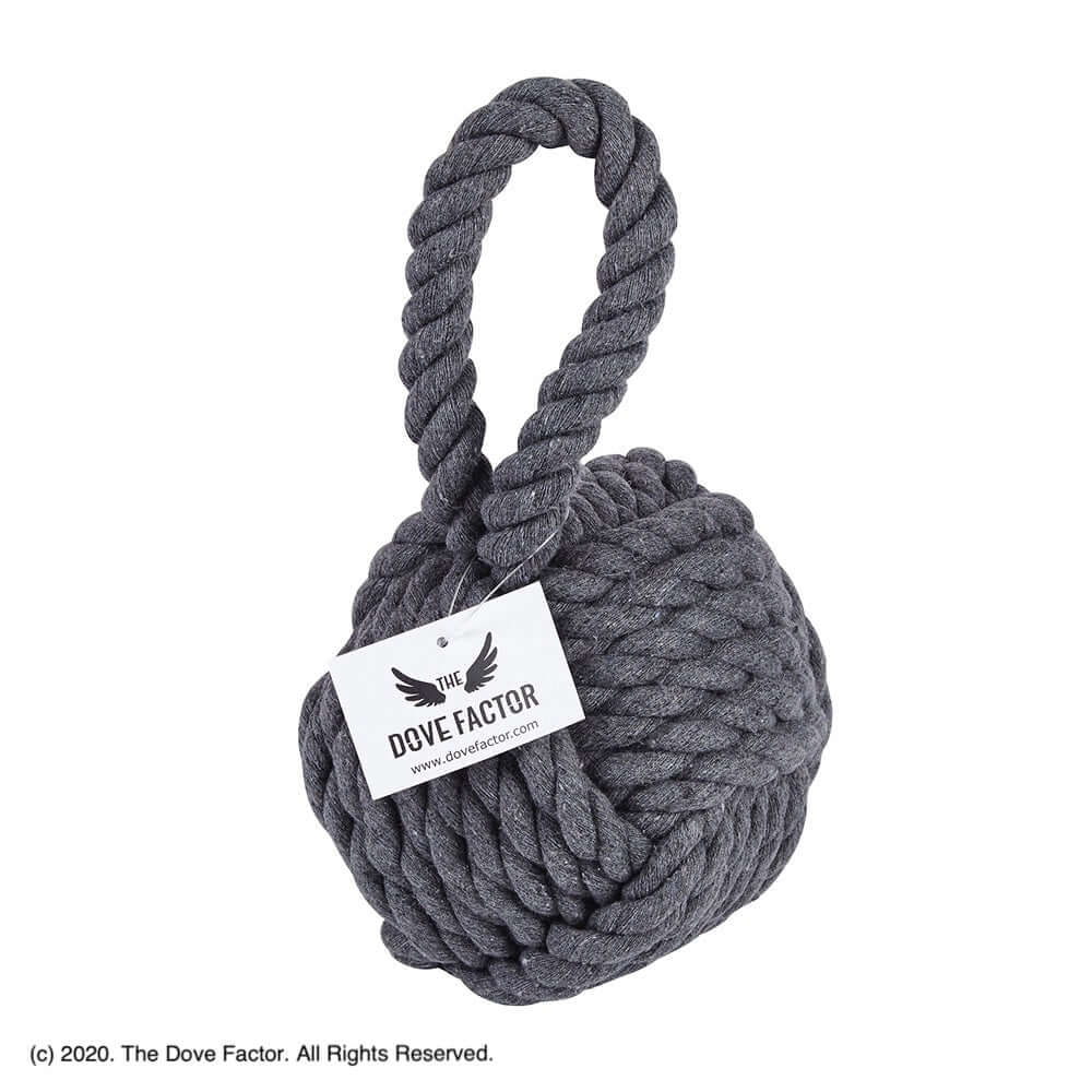 Nautical Rope Knot Fabric Door Stop - Grey