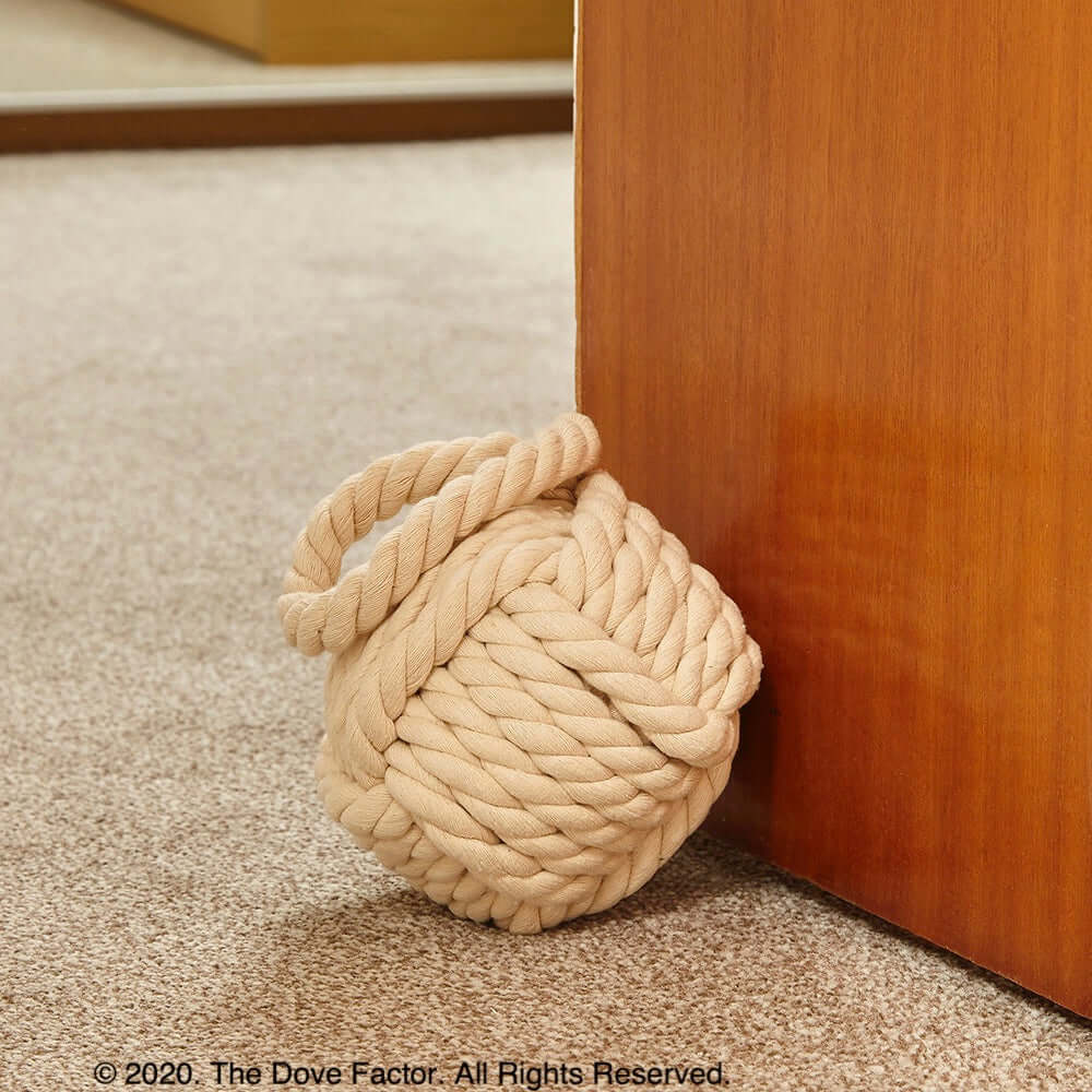 Nautical Rope Knot Fabric Door Stop - Off White