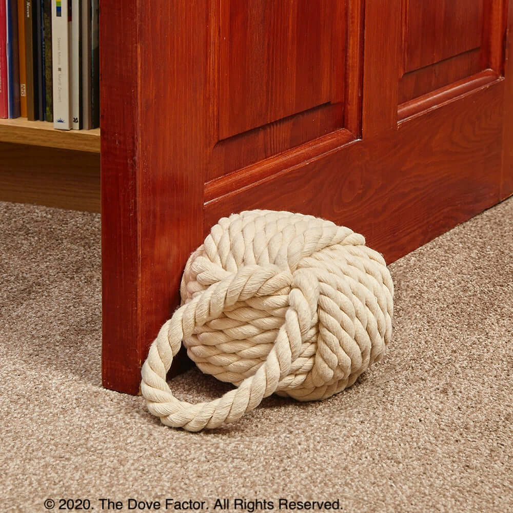 Nautical Rope Knot Fabric Door Stop -Tan