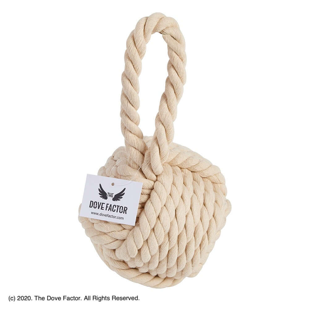 Nautical Rope Knot Fabric Door Stop - Egg Shell