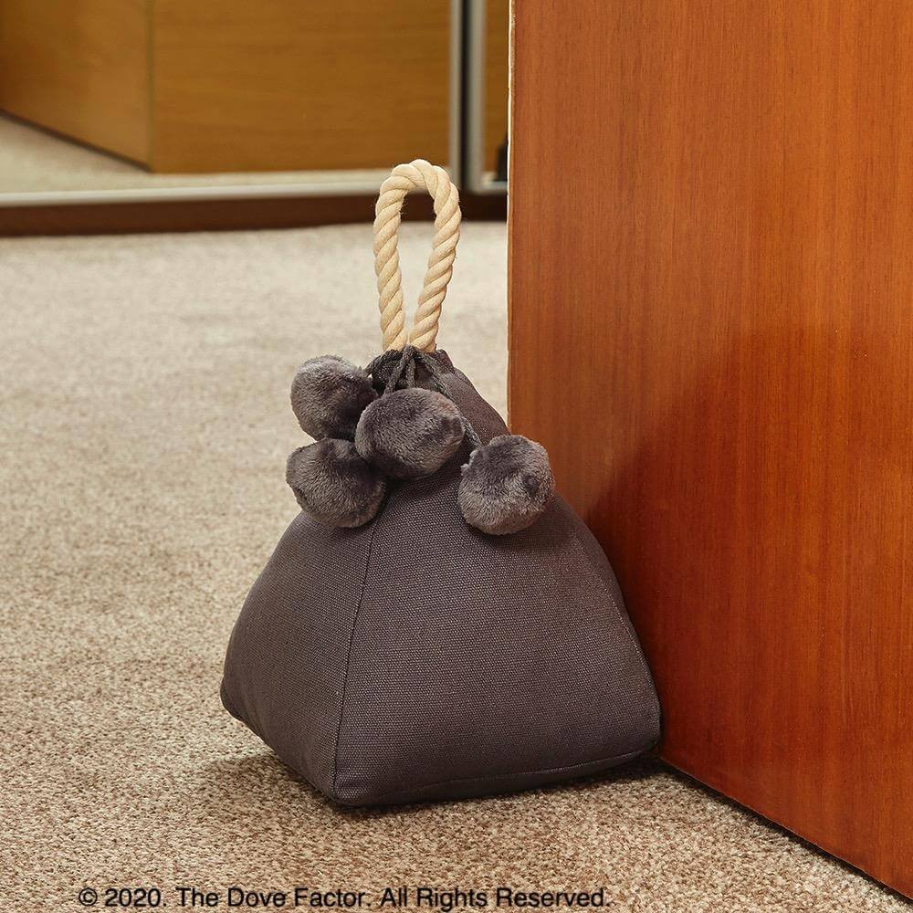 Grey Fabric Door Stopper with rope handle